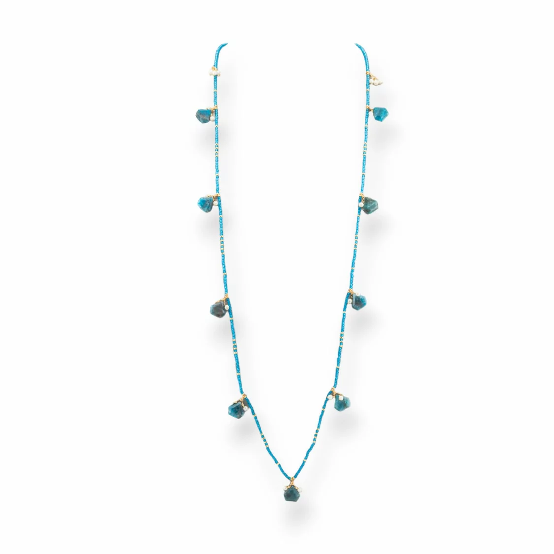 Collana Bijoux Charlestone Di Cristalli CZ Con Pietre Dure E Perle Di Maiorca Con Ematite 90cm Apatite-DESIGN ITALY | Worldofjewel.com