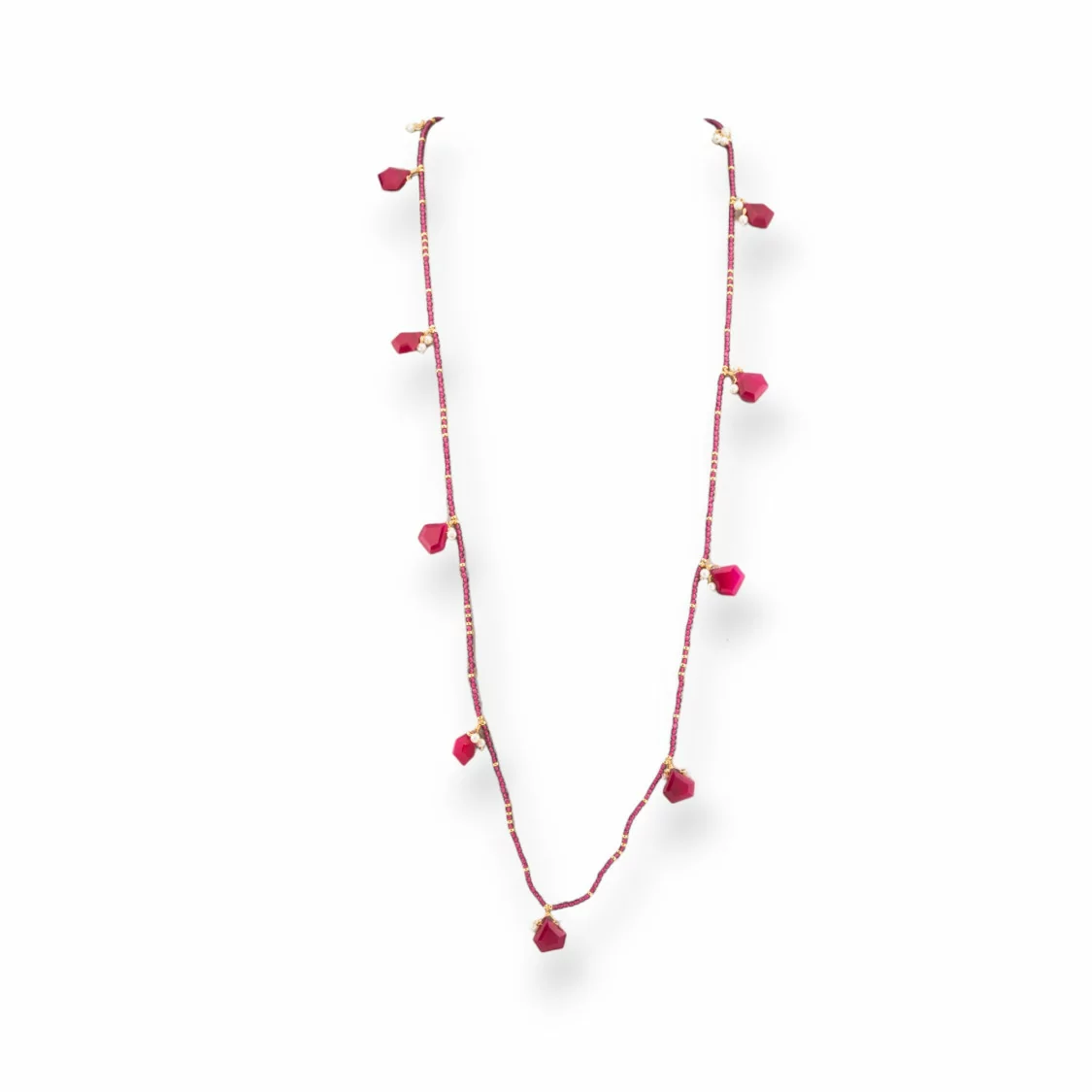 Collana Bijoux Charlestone Di Cristalli CZ Con Pietre Dure E Perle Di Maiorca Con Ematite 90cm Giada Rubellite-DESIGN ITALY | Worldofjewel.com