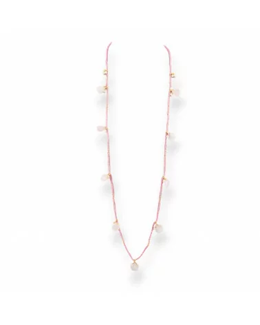 Collana Bijoux Charlestone Di Cristalli CZ Con Pietre Dure E Perle Di Maiorca Con Ematite 90cm Quarzo Rosa-DESIGN ITALY | Worldofjewel.com