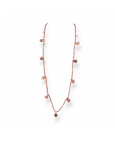 Collana Bijoux Charlestone Di Cristalli CZ Con Pietre Dure E Perle Di Maiorca Con Ematite 90cm Rosso-DESIGN ITALY | Worldofjewel.com