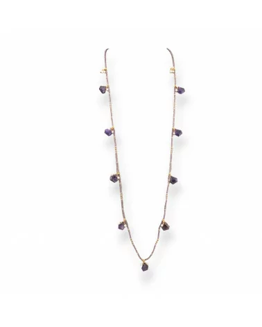 Collana Bijoux Charlestone Di Cristalli CZ Con Pietre Dure E Perle Di Maiorca Con Ematite 90cm Viola-DESIGN ITALY | Worldofjewel.com