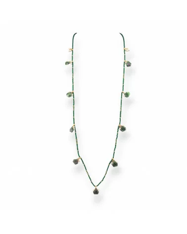 Collana Bijoux Charlestone Di Cristalli CZ Con Pietre Dure E Perle Di Maiorca Con Ematite 90cm Zoisite-DESIGN ITALY | Worldofjewel.com