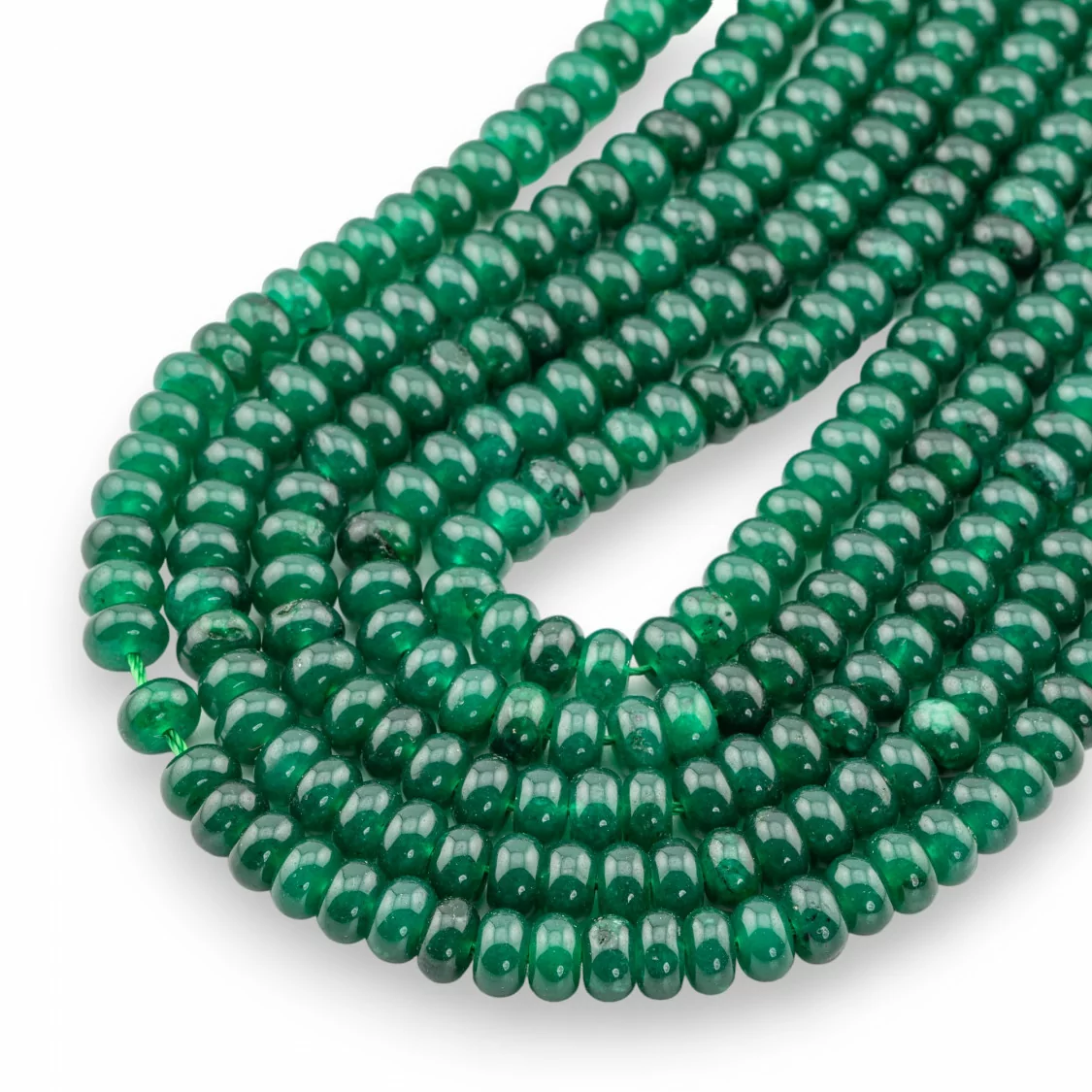 Giada Linea Economica Rondelle Lisce 8x5mm Verde Smeraldo-GIADA TURCHESE | Worldofjewel.com