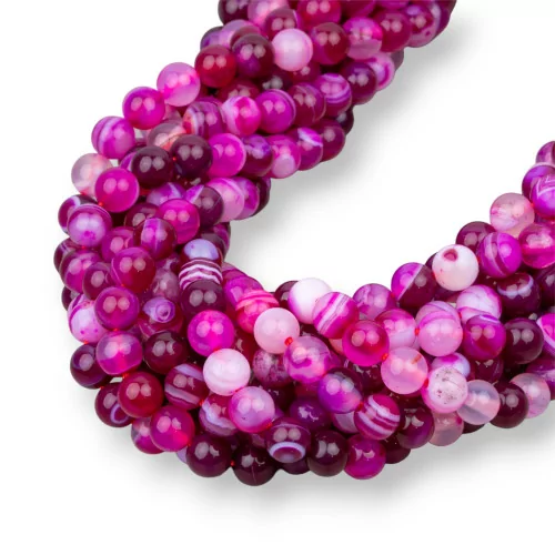 Fuchsia Agate Striped Smooth Round 6mm