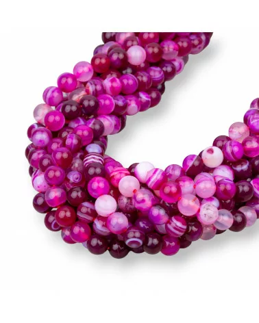 Agata Fucsia Striata Tondo Liscio 6mm-AGATA FUCSIA | Worldofjewel.com