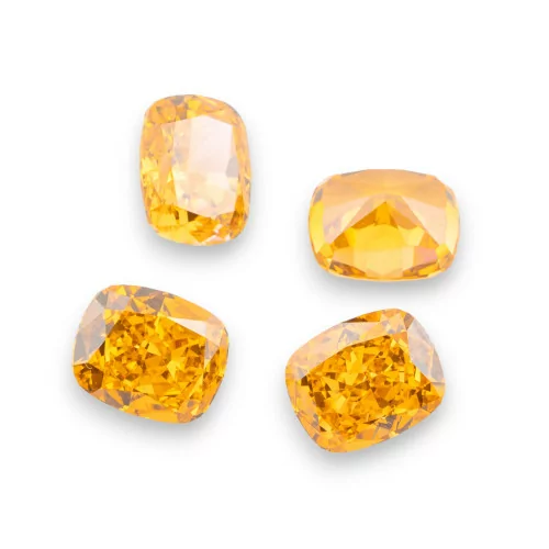 Gem Synthetic Corundum Created Corundum Cushion Cut 8x10mm 4pcs Yellow Topaz