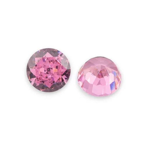 Synthetischer Korund-Edelstein, hergestellter Korund im Brillantschliff, 8 mm, 4 Stück, M, Rosa