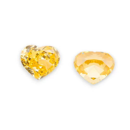 Gem Synthetic Corundum Created Corundum Heart Cut 10x12mm 4pcs Yellow Citrine