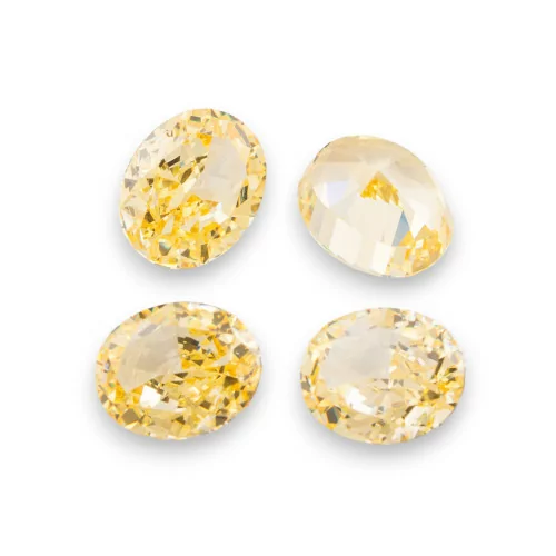 Gem Synthetic Corundum Created Corundum Oval Cut 8x10mm 4pcs Yellow Citrine