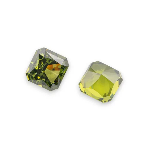 Corindon synthétique pierre précieuse créée corindon taille carrée 10mm 2 pièces Olivine