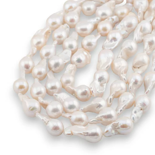 Perles de rivière baroques en forme de larme (YWP) 50-55gr Blanc