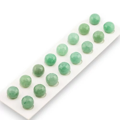 Demi-trou Aventurine Verte Perles Rondes à Facettes 14mm 16pcs