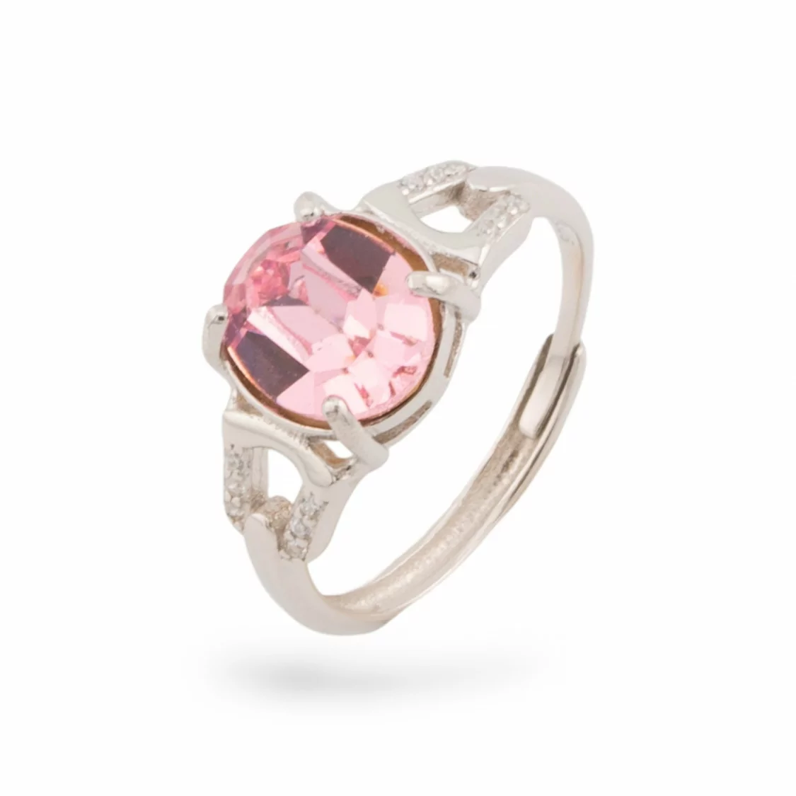 Anello Di Argento 925 Con Corindone Sintetico Con Misura Regolabile 1pz Rosa-ANELLI DI ARGENTO 925 | Worldofjewel.com