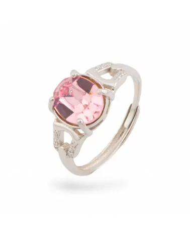 Anello Di Argento 925 Con Corindone Sintetico Con Misura Regolabile 1pz Rosa-ANELLI DI ARGENTO 925 | Worldofjewel.com