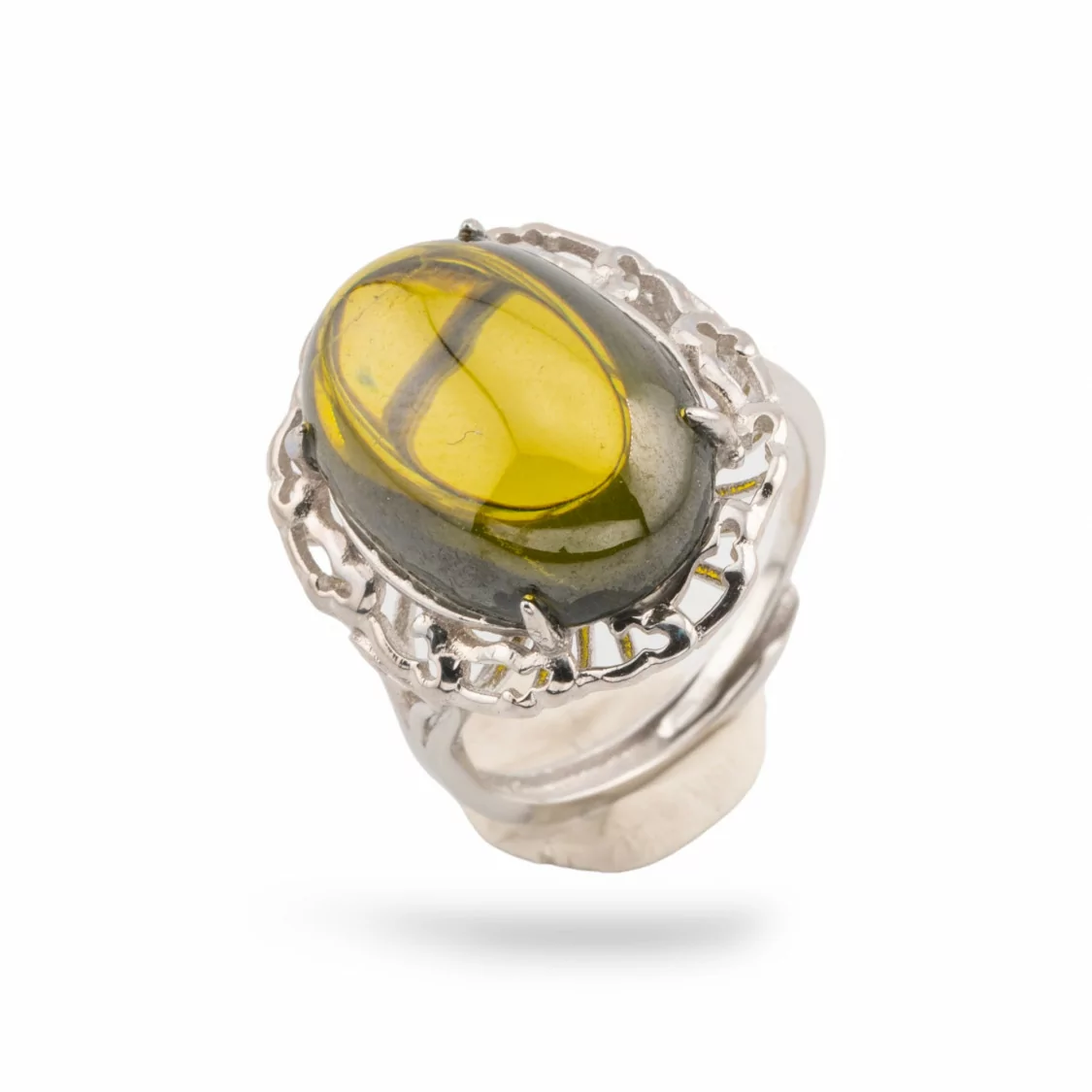 Anello Di Argento 925 Con Misura Regolabile 18x22mm 1pz Verde-ANELLI DI ARGENTO 925 | Worldofjewel.com