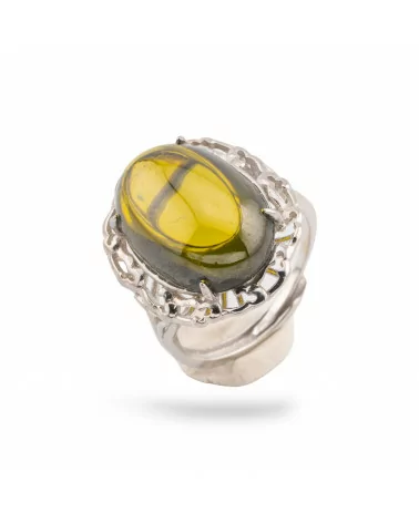 Anello Di Argento 925 Con Misura Regolabile 18x22mm 1pz Verde-ANELLI DI ARGENTO 925 | Worldofjewel.com