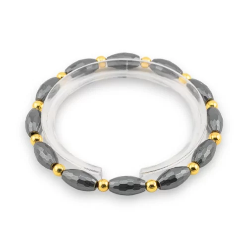 Elastic Bracelet Hematite 6mm Men's Line Hematite Gold