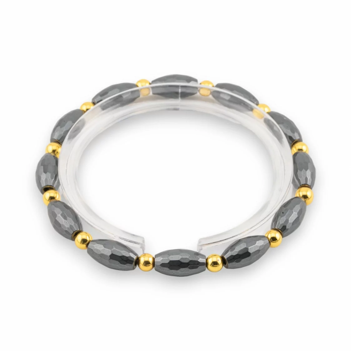 Bracciale Elastico Di Ematite 6mm Linea Uomo Ematite Dorato-LINEA UOMO | Worldofjewel.com