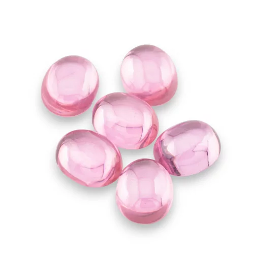 Cabuchon Circonita Ovalada Lisa 8x10mm 6ud Rosa