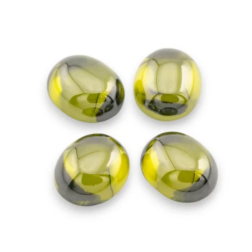 Cabochon Zircon Ovale Lisse 10x12mm 4pcs Vert