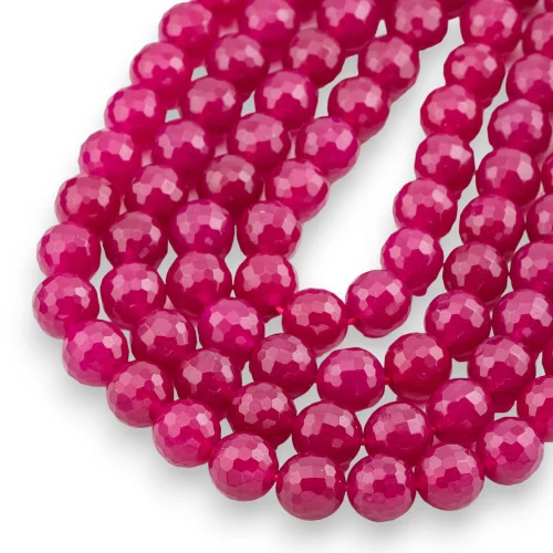 Ice Jade (Icy Jade) Ruby Faceted Round Beads 10mm