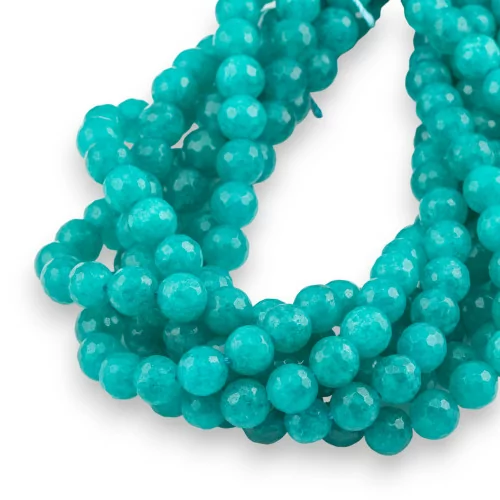 Jade glacé (Jade glacé) Perles rondes à facettes turquoise 8mm