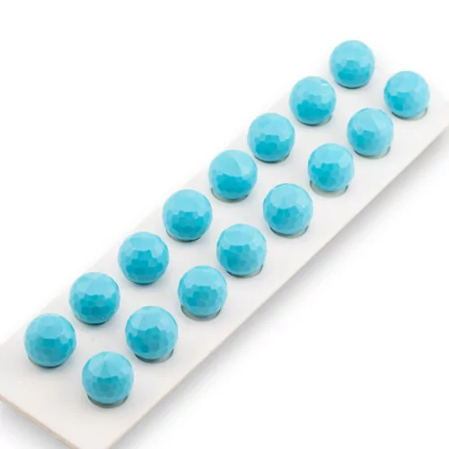 Demi-Trou Pâte Turquoise Perles Rondes à Facettes 16mm 16pcs