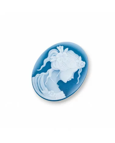 Cammeo Di Agata Naturale Inciso A Mano MADE IN ITALY Ovale 15x20mm 2pz BLU MOD07-CAMMEI DI AGATA NATURALE | Worldofjewel.com