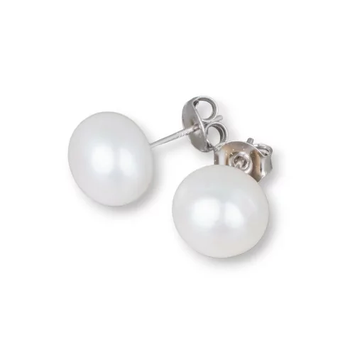 925 Silver and River Pearl Earrings 11.5-12.0mm 1 Pair White