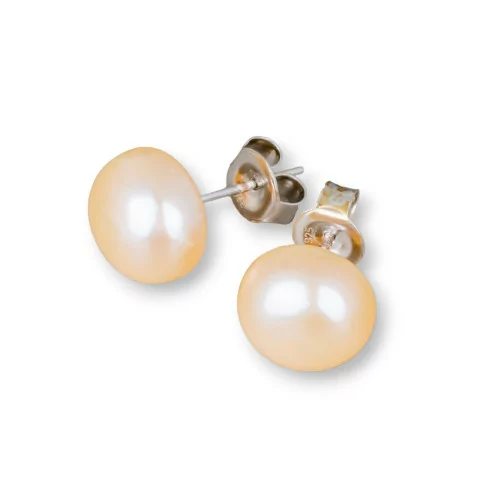 925 Silver and River Pearl Earrings 11.5-12.0mm 1 Pair Pink