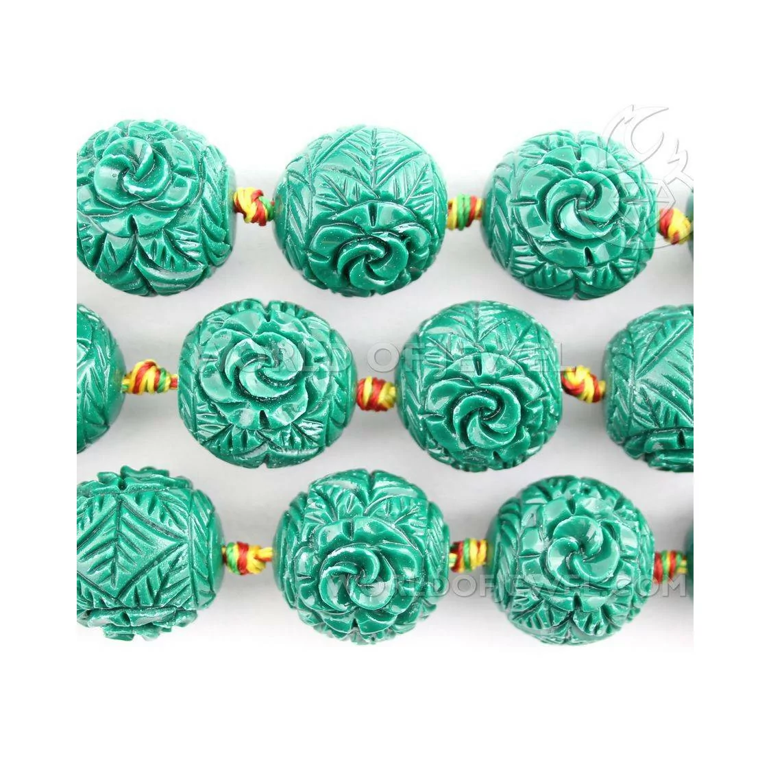 Resina Sfera Incisa 18mm Fiore Verde-RESINA A FILO | Worldofjewel.com