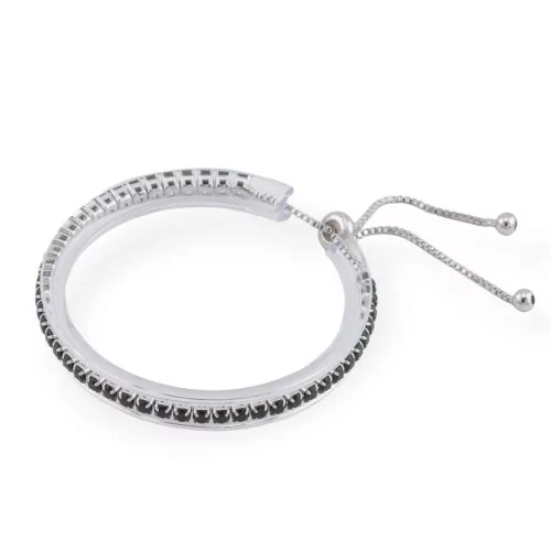 Bracelet tennis en laiton avec zircons carrés rhodiés noirs de 3 mm