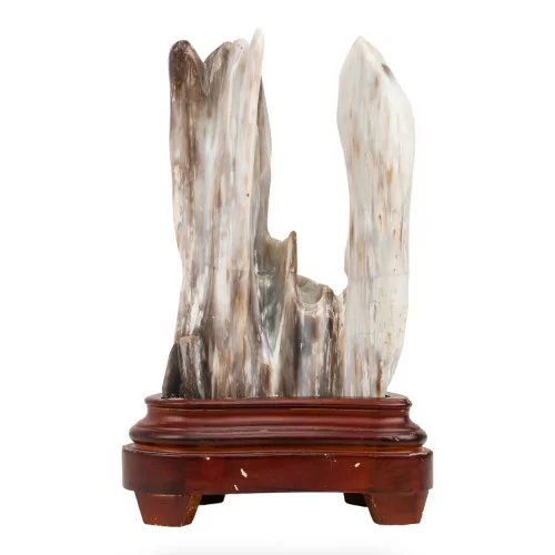 Statue – Fossiles Holz mit Holzsockel, Höhe 26 cm, Breite 13 cm, COD 81251