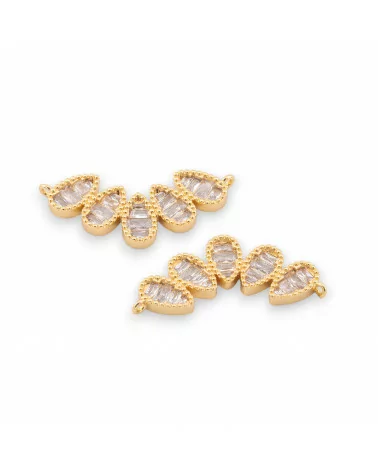 Componente Connettore Charms Di Bronzo Con Cristalli CZ 29x14mm 4pz-CIONDOLI DI OTTONE | Worldofjewel.com