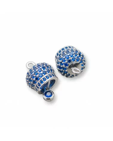 Componente Pendente Di Bronzo Campanelle Chiama Angeli Con Zirconi Multicolor Pavè 8mm 6pz Rodiato Blu Zaffiro-CIONDOLI DI OTTONE | Worldofjewel.com