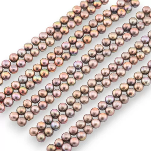 River Pearls Cabochon Buttons 1 Hole 4,0-4,5mm 100 Pairs Peacock Brown