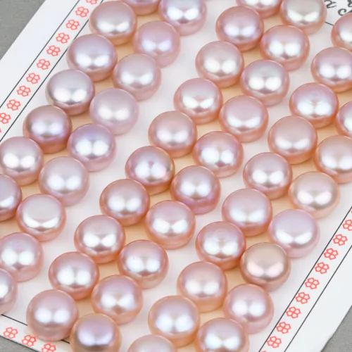 River Pearls Buttons Cabochon 1 Hole 9.0-9.5mm 30 Pairs Lilac