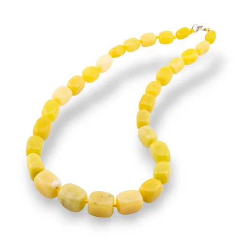 Necklace Of Hard Stones Tumbled Stone With Gradation With Brass Clasp 50-54cm Jade Olive