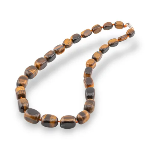 Necklace Of Hard Stones Tumbled Stone With Gradation With Brass Clasp 50-54cm Tiger's Eye