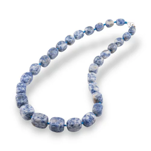 Collier en pierres précieuses, dégradé de pierres polies, avec fermoir en laiton, 50-54cm, sodalite