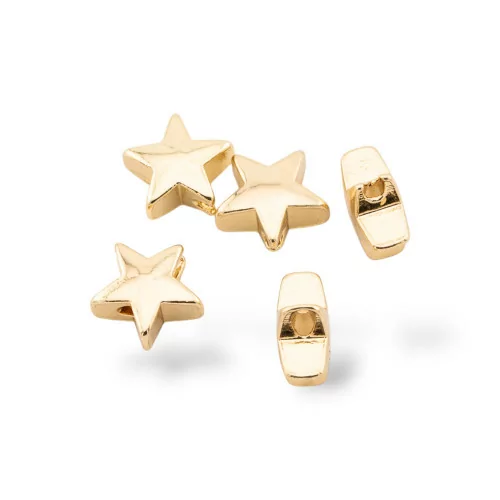 Brass Star Central Connector Component With Through Hole 7mm Thickness 3.5mm 80pcs Gold