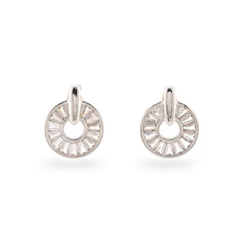 Clara Collection Bronze Earrings 1 Pair Rhodium Plated