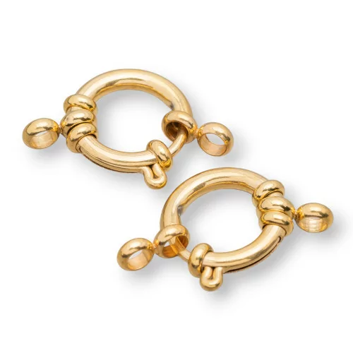 18mm Steel Spring Ring Clasps 6pcs Gold Plated