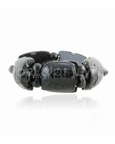 Bracciale Di Pietre Dure Tartaruga Grande 23x30mm Resina Nero-BRACCIALI BIJOUX | Worldofjewel.com