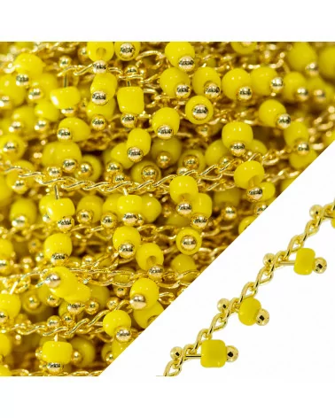 Catena Rosario Di Ottone Con Cristalli Conteria da 3mm 10 Metri Dorato Giallo-CATENE ROSARIO PERLINE | Worldofjewel.com