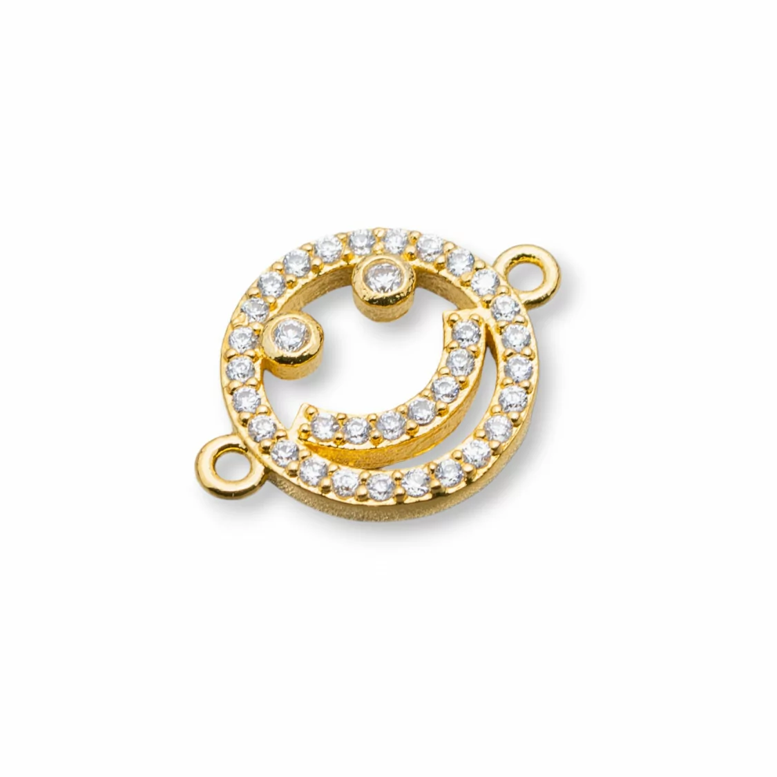 Componenti Connettore Di Bronzo Con Zirconi Faccina 11,5mm 5pz Dorato-CONNETTORI PAVE' | Worldofjewel.com