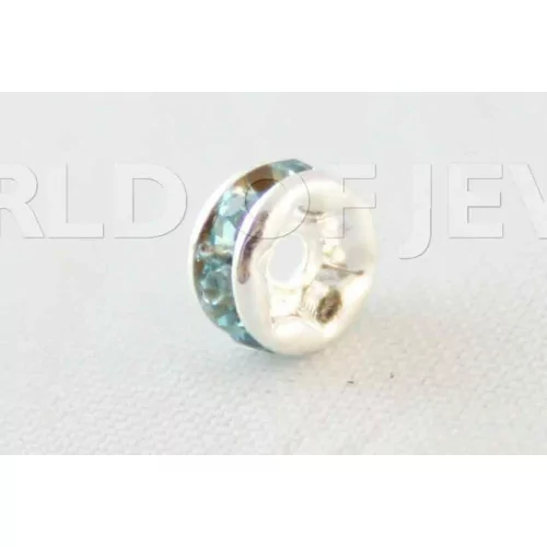 Distanziatore Rondelle Strass Di Ottone Qualita' Repubblica Ceca 4mm Argentato 100pz Celeste-CONNETTORI CON STRASS | Worldofjewel.com