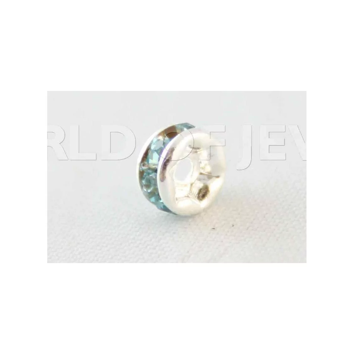 Distanziatore Rondelle Strass Di Ottone Qualita' Repubblica Ceca 4mm Argentato 100pz Celeste-CONNETTORI CON STRASS | Worldofjewel.com