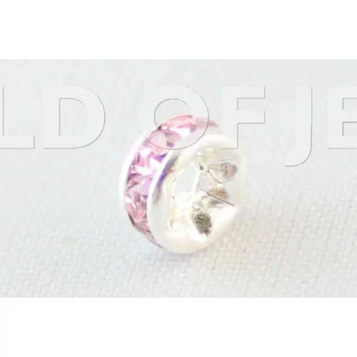 Distanziatore Rondelle Strass Di Ottone Qualita' Repubblica Ceca 4mm Argentato 100pz Rosa-CONNETTORI CON STRASS | Worldofjewel.com