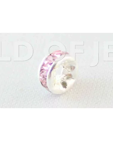 Distanziatore Rondelle Strass Di Ottone Qualita' Repubblica Ceca 4mm Argentato 100pz Rosa-CONNETTORI CON STRASS | Worldofjewel.com